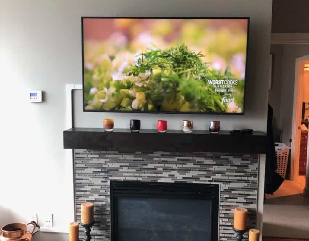 tv installation fireplace over